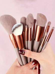 19件套化妆刷套装，柔软蓬松的专业粉底刷、粉状眼影刷、歌舞伎混合化妆刷，美妆工具套装，化妆海绵，美容礼品，棕色，适合初学者，专业化妆刷套装，女士化妆刷套装，化妆刷套装，化妆刷套装，化妆刷套装，全套化妆工具，化妆刷套装，全套化妆工具，刷子套装，化妆刷套装，化妆礼品套装 - 彩色 - 查看 3