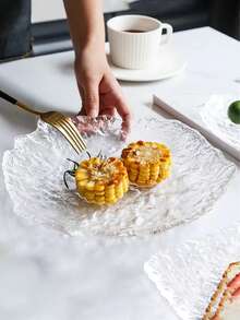 日式不对称玻璃盘子、粉色圆形甜点托盘、寿司、水果和牛排创意餐具餐盘、生日和情人节粉色浪漫托盘、高端家用/餐厅盘子。 - 彩色 - 查看 6