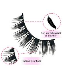 10 对动漫猫眼蓬松假睫毛，欧式风格，多件装，可重复使用，D 卷，超浓密，适合派对的专业化妆，戏剧眼妆，初学者也适用 - 黑色 - 查看 3