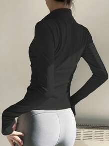 Professional Sports UV Protection Seamless Zipper Jacket For Women, Compression Fitness Gym Workout Yoga Top