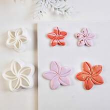 2 Sizes Embossed Flower Shape Clay Earring Cutters Spring Green Plant Clay Molds Polymer Clay Cutting Molds For DIY Necklace Jewelry Pendant Making Soft Pottery Clay Stamping Tools