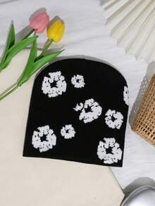 1pc Men's Letter & Spider Web Jacquard Knit Beanie Hat, Outdoor Street Style Fall Outfit - Multicolor - View 20