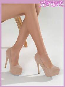 Ladies' Waterproof Platform High Heels, Commuting Shoes For All Seasons, Casual Shoes, Party Shoes, Formal Thick Soled Shoes - 杏色 - 查看 5