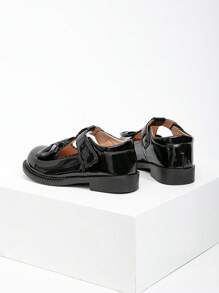 1 Par de Sapatos Planos Princesa de Couro Envernizado com Laço para Meninas, Sapatos Campus