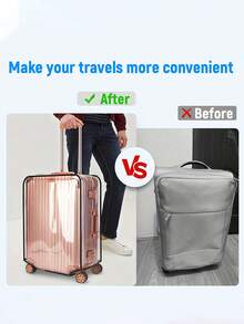 1pc Transparent Luggage Cover, Waterproof Dustproof Travel Luggage Protector, Thickened PVC Scratch-Resistant Luggage Cover Protector - Clear - View 8