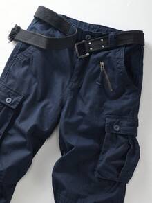 AKARMY Men's Casual Cargo Pants  Combat Work Pants With 8 Pockets(No Belt) - 藏蓝色 - 查看 5