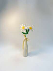 1 Flower Building Bricks, DIY Flower Series Building Blocks, Sunflower, Bella Flower,Carnation,Kapok,Africa Daisy, Artificial Flower, Home Decoration,Desktop Decoration,Pressure Relief Activities, Birthday Gift,A Set Of 10 With 1000+ Pcs Particles.