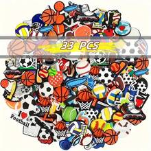 15/22/33pcs Random Sports Charms (Football/Basketball/Baseball/Softball/Volleyball/Hockey), PVC Crocodile Charm, Suitable For Clogs, Sandals, Bracelets, Gift For Men, Women, Kids, Teens, Party - Sports Theme - View 1