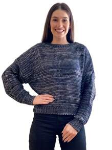 Blusa Sarmento Tricot Metalizada Inverno Feminina Estilosa  Simples    Brilhante    Malhado  Ponto em cabo    Noite  Feriado    Inverno