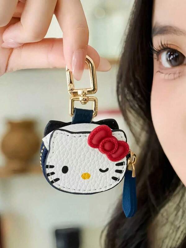 Cute Cartoon Keychain, High Quality PU Leather Bag Charm Accessory, 3D Bow, Cute Gift For Ladies, Birthday Christmas Party Gift, Suitable For Purse, Accessory Storage