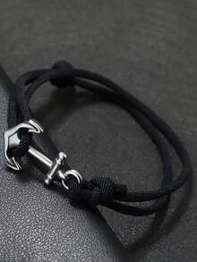 Unique Anchor Bracelet Men Handmade Sliding Adjustable Nautical 3mm Thin Marine String Bracelet Stainless Steel - Simple Style - View 10