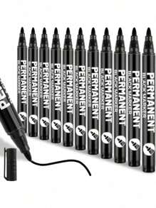 Permanenter wasserfester Marker, schnell trocknender schwarzer Lackstift, nicht verlaufend, 1-2mm Anti-Fleck wasserfester Acrylstift, permanenter schwarzer Marker, geeignet für Pappe, Keramik, Glas, Holz, Metall, Stoff. Spezielle Marker zum Zeichnen, Schreiben, Kritzeln, Markieren usw., Schulmaterial, Rückkehr zur Schule