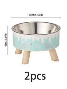 1pc/2pcs/3pcs Stainless Steel Elevated Pet Bowls With Sturdy Stand, Anti-Slip & Anti-Spill, Large Capacity For Cat And Dog Food And Water