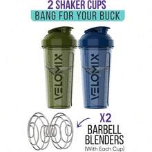 2-Pack 28oz/830ml Premium Shaker Bottles With 4 Stainless Steel Balls - Leakproof  Mixer Cups For Protein, Smoothies & Meal Replacement - Gym, Office, Travel & Home Use - Blue & Clear Combo With Measurement Marks - 2)藍色/綠色 - 查看 3
