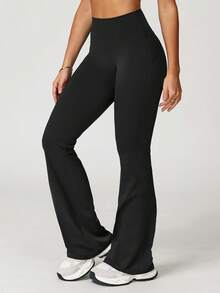 MASKERT "Sports Pants" Women's Sports Pants Yoga Pants Flared Pants Running Fitness Home Commuting Comfortable Skin Friendly Tights - 黑色 - 查看 4