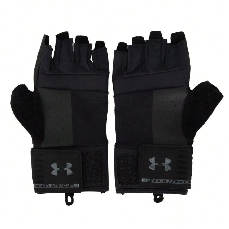 Under Armour Găng tay thể thao ngoài trời dành cho nam Găng tay cử tạ nam UA Găng tay tập thể dục bảo vệ nửa ngón tay Găng tay tập luyện 1328621-001 - màu đen - Xem 1