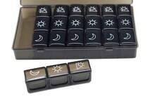 1 pieza Estuche portátil de pastillas con 21 compartimentos y tapa, conveniente para almacenar medicamentos, práctico y elegante para uso diario y viajes - Negro - Ver 5