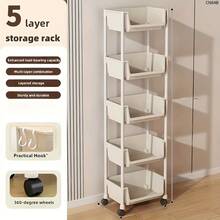 Multi-Layer Storage Rack Multi-Layer SPA Storage Cart - PABA, Non-Electric, Mobile Storage Rack With Wheels, 3/5 Layers, Suitable For Living Room, Bedroom Dormitory Book Storage Rack, Bedside Cart, Utility Cart, Book Cart, Roller Cart, Baby Stroller Storage Box, Kitchen Storage Box, Diaper Cart, Bathroom Storage Box - Trắng - 5 lớp - Xem 1