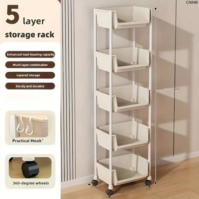 Multi-Layer Storage Rack Multi-Layer SPA Storage Cart - PABA, Non-Electric, Mobile Storage Rack With Wheels, 3/5 Layers, Suitable For Living Room, Bedroom Dormitory Book Storage Rack, Bedside Cart, Utility Cart, Book Cart, Roller Cart, Baby Stroller Storage Box, Kitchen Storage Box, Diaper Cart, Bathroom Storage Box