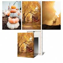 1 Stück/3 Stücke Wandkunst Poster wahlweise mit Rahmen, Wanddekoration, Herbst Tiere Landschaft, See Bäume, Tiere, Hirsche Wälder, Leinwanddruck und Poster, Kürbis Schilf Gemälde, Wohnzimmer Bilder, Dekoration
