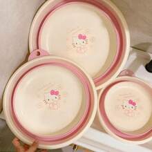 Sanrio 1pc Cute Sanrio Hello Kitty Folding PP Washbasin For Women, Thick And Durable Anti-Drop Sweet And Adorable, Suitable For Dorm, Bedroom, Bathroom, Shared Home Amenities