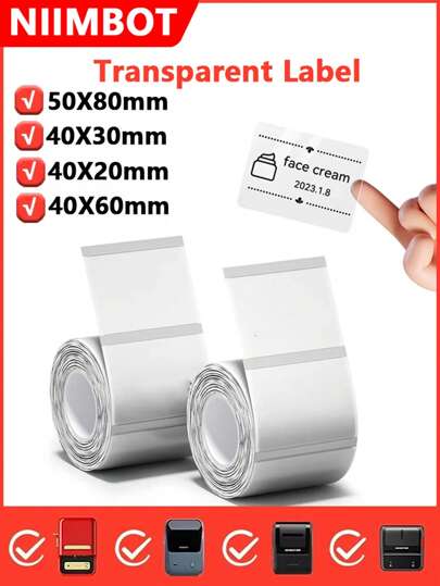 NiiMbot Niimbot Transparent Thermal Label Paper Self-Adhesive Sticker Waterproof For Niimbot B1 B21 Mini Portable Printer For Office Home Label Maker