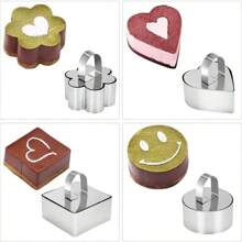 不锈钢三角形、花形、圆形、方形、心形慕斯圈，适合制作蛋糕、饼干等，完美的厨房烘焙工具。 - 銀色 - 查看 9