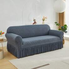 1PC Geometric Skirt Sofa Cover Elastic Living Room Sofa Protective Cover - Màu xanh nhạt - Xem 3