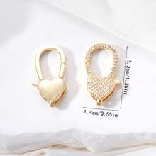 1 pezzo Connettore per collana e bracciale di grandi dimensioni con chiusura a moschettone placcata in oro con zirconi micro-intarsiati - Multicolore - Visualizzare 4