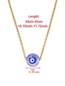 1 件不锈钢链式项链，带眼形 Hamsa 手形吊坠，适合日常佩戴