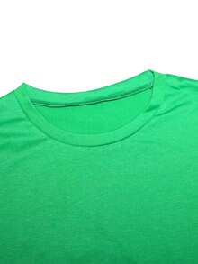 S391112 休闲夏季短袖T恤和阔腿工装裤两件套 - 綠色 - 查看 3