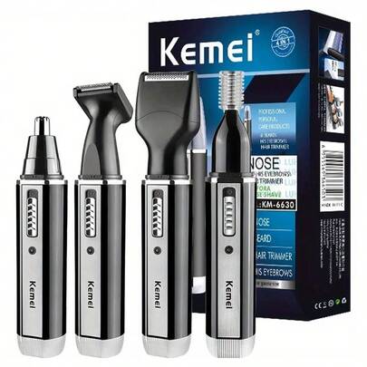 Kit 4 en 1 Afeitadora Eléctrica Recargable USB - Máquina Rasuradora para Barba, Nariz, Cuerpo y Vello Facial | Incluye 4 Cabezales | Regalo Ideal para Hombres