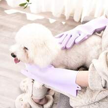 1 par de chándal para baño de mascotas, choclos de ducha de cerdas cortas de silicona para perros, herramienta de limpieza para mascotas para gatos y perros