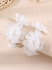2件套女孩仿珍珠白花发圈 - 白色 - 查看 4