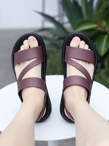 Men's Thick Sole Slide Sandals, Soft Sole Casual Slippers For Summer Outdoor Wear, Plus Size