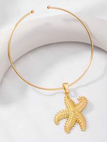 1件珊瑚手链式项链/夏季海洋海星项链/女士度假风首饰 - 金色 - 查看 2