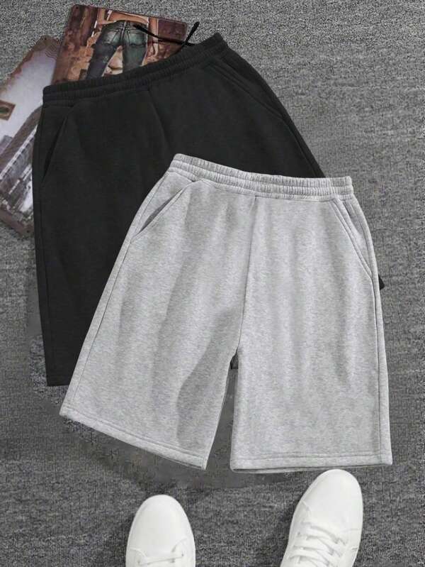 2 Stücke Jungen und Teenager Outdoor Sport Loose Tasche Lässig Bermuda Shorts, Indoor Relaxen Seide, geeignet für Frühling Sommer Herbst