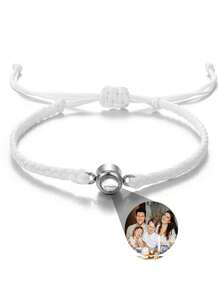 1件定制照片投影手链，不锈钢彩色编织情侣手链，适合男士、女士、情侣、家人，照片留念，节日、母亲节、父亲节、情人节和生日的个性化礼物，黑色、银色、金色，时尚、多彩、复古、简约、中性、休闲、可爱，可定制、个性化、独特，送给他的理想礼物，送给她、男朋友、女朋友、爸爸、妈妈、家人、朋友的理想礼物，适合周年纪念日、生日、毕业典礼、舞会、派对，定制时尚首饰