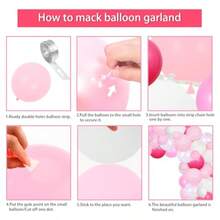 Axolotl Theme Birthday Party Dration Happy Birthday Backdrop Pink Balloon Garland Arch Kit Axolotl Theme Cake And Cupcaker Toppers For Boys  1st 2nd 3rd Birthday Party Dr Supplies - 粉色 - 查看 7
