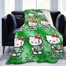 Sanrio Hello Kitty 毯子 - 柔软保暖，羊毛材质，可定制姓名和绿色叶子图案，适合所有季节，可机洗，1 件装。 - 紅色 - 查看 1