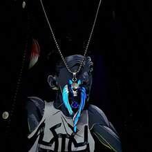 1PC Night Light Wolf King Pendant Necklace - Hip Hop Punk Style With Blue And White Night Light Accents, Perfect For Parties And Gifts - Màu xanh lam - Xem 3