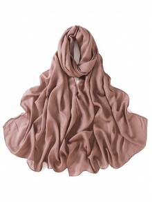 1条女士纯色细边围巾，休闲透气头巾，百搭披肩式头巾，四季皆宜。 - 彩色 - 查看 18