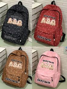 休闲女士背包，尼龙材质，大容量，新款，水豚可爱印花，方便日常通勤