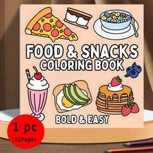 [22 Pages Relax Coloring Book] Deluxe Food & Snack Coloring Book - 22 Thick Pages, Unique Cover Design Relax Art For Adults & Teens Perfect Gift For Valentine's, Christmas, Halloween, Birthdays & More, Comfortable Space, Release Emotions, School Gift, Various Parties, Perfect For Winter, New Year,120G Paper