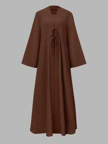 ANCHOSE Damen Elegant Ärmellos Maxikleid und Schleife Lang Strickjacke Zweiteiler im Mittleren Osten Stil