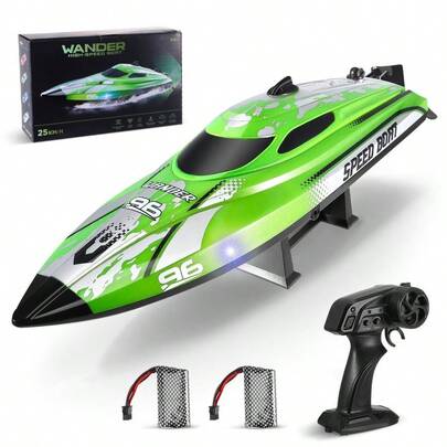 25KM/H High-Speed RC Boat (Green) – 2.4Ghz Remote Control Racing Boat | Self-Righting & Low Battery Alarm