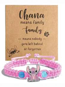 Disney Disney 1pc Disney Cartoon Stitch Alloy Craft Adjustable Braided Bracelet,Great For Wonderful Gifts For Friends And Partners!