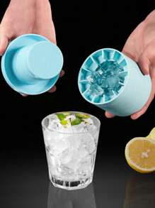 1 件迷你硅胶冰块模具，圆柱形 3D 制冰机，简易桶形设计制冰机托盘带盖，适用于厨房海鲜生鱼片，返校用品 - 彩色 - 查看 9