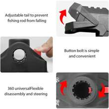360 Swivel Fishing Rod Holder For Kayak Canoe Boat Stable Adjustable With Button Pin - Black - View 5