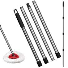 4-Section Stainless Steel Mop Handle - Adjustable Extended Handle For Easy Cleaning (Black) - 彩色 - 查看 1